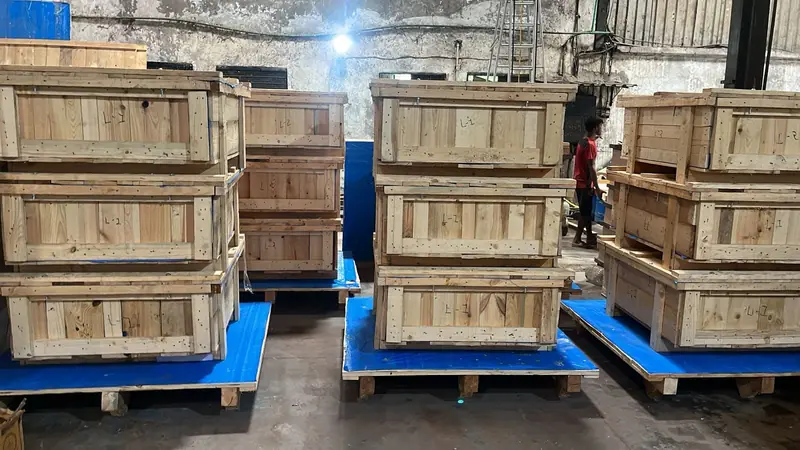 Finished crates ready for dispatch