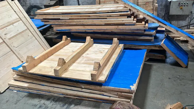 Stack of new wooden pallets