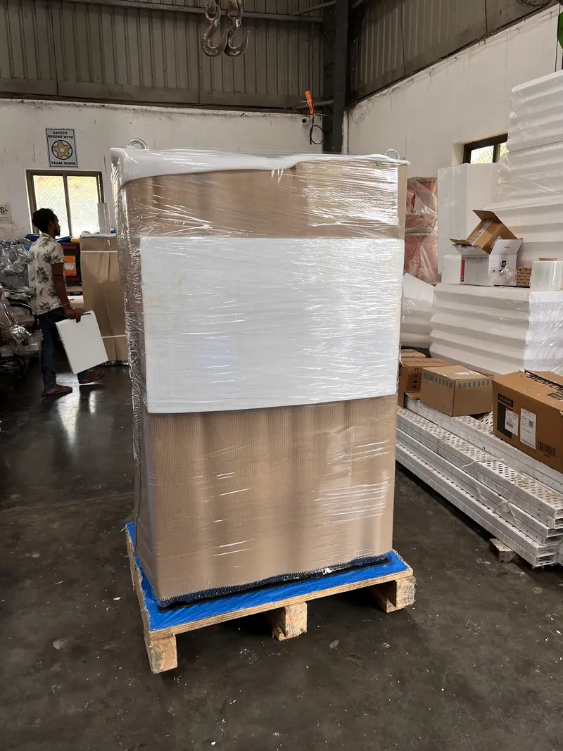 Load wrapped tight in stretch film